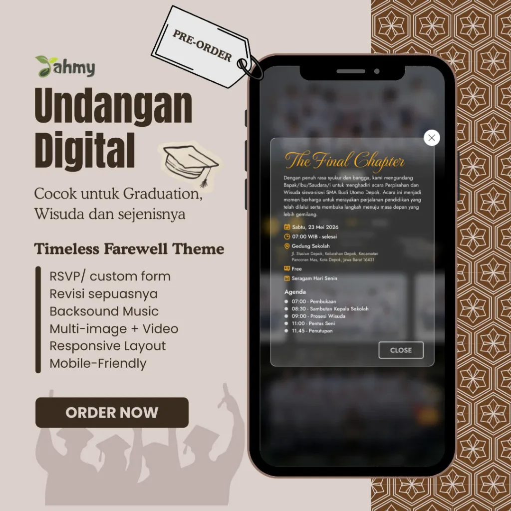 Website Undangan Kelulusan Digital Graduation / Wisuda Aesthetic | AHMY STORE 2