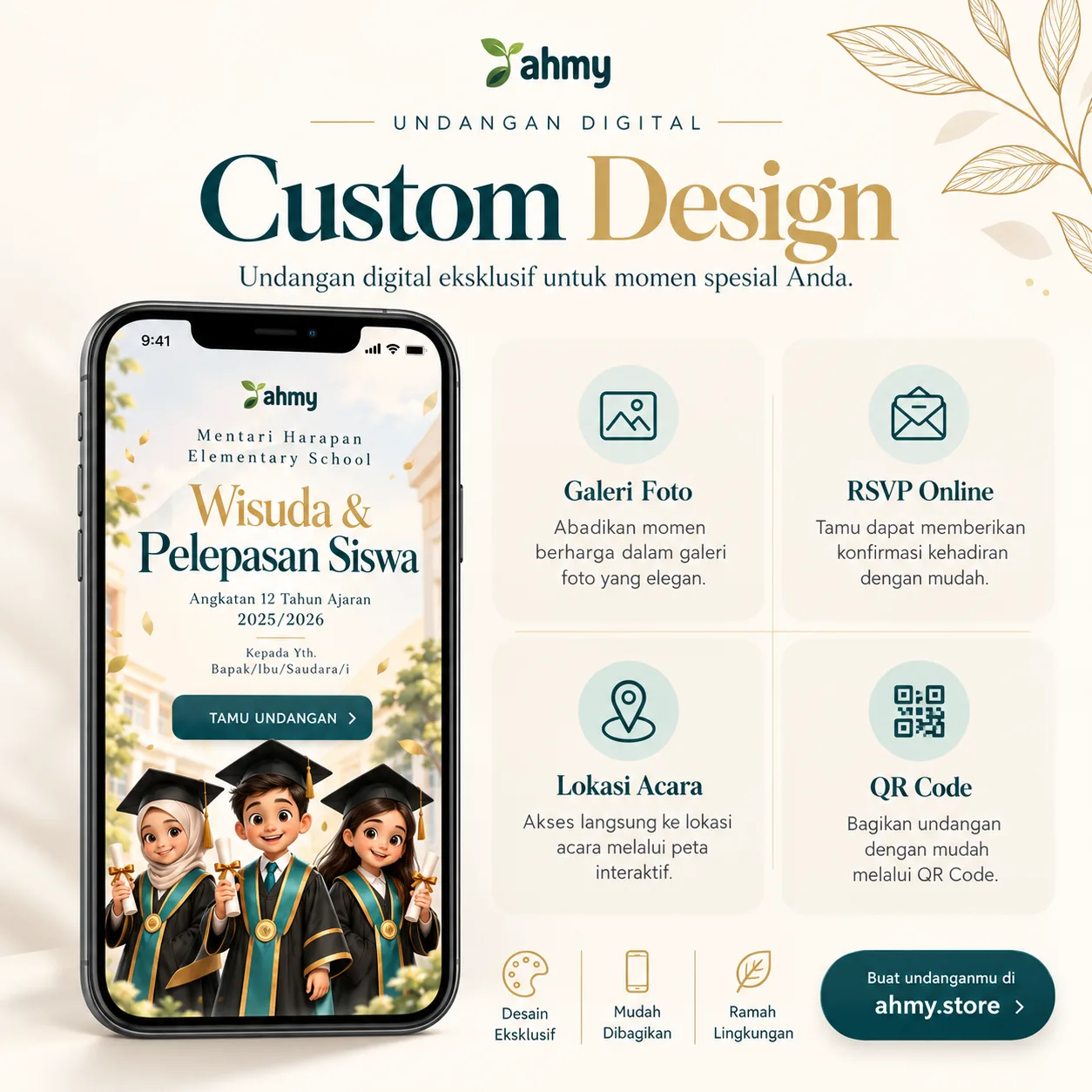Custom Undangan Digital | Wisuda, Birthday, Reuni, Webinar, Family Gathering, Khitanan, Aqiqah